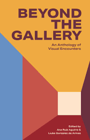 Cover of Beyond the Gallery - geometric pattern with mustard yellow, tomato red, sky blue, peach and maroon colour blocks