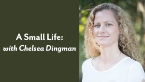 Feature Image with the messaging "A Small Life: with Chelsea Dingman" on the left and a headshot of Chelsea Dingman on the right of it.