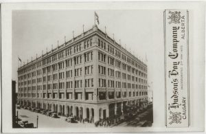 Historic photograph of the Hudson's Bay Company building in Calgary