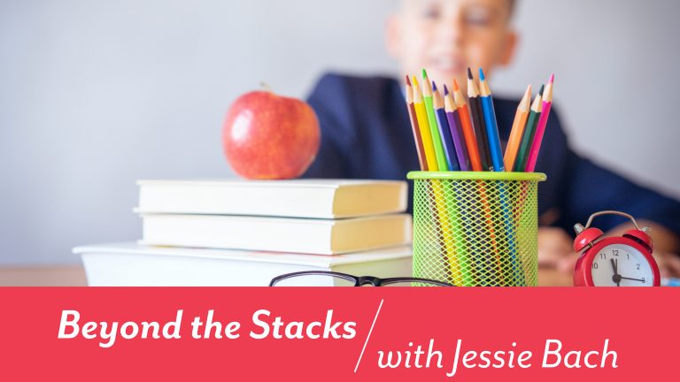 Graphic with the messaging, "Beyond the Stacks with Jessie Bach"