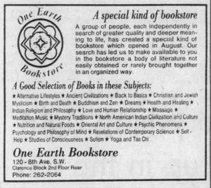 One Earth Bookstore advertisement, Calgary Herald, 9 September 1978.