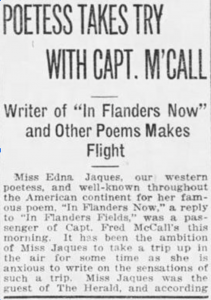 Image of Calgary Herald newspaper article about Edna Jaques.